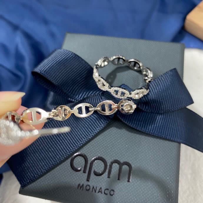 APM Monaco Silver Hoop Earrings with Diamond Accents